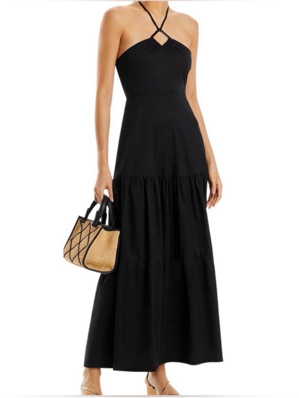Aqua Black Halter Maxi Dress
